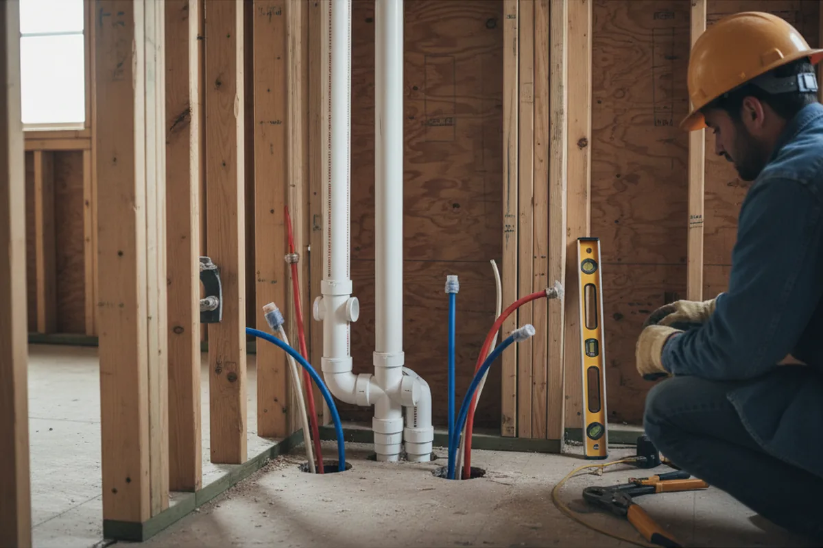 Drain and supply rough-in during Toilet Repair and Installation in San Quentin