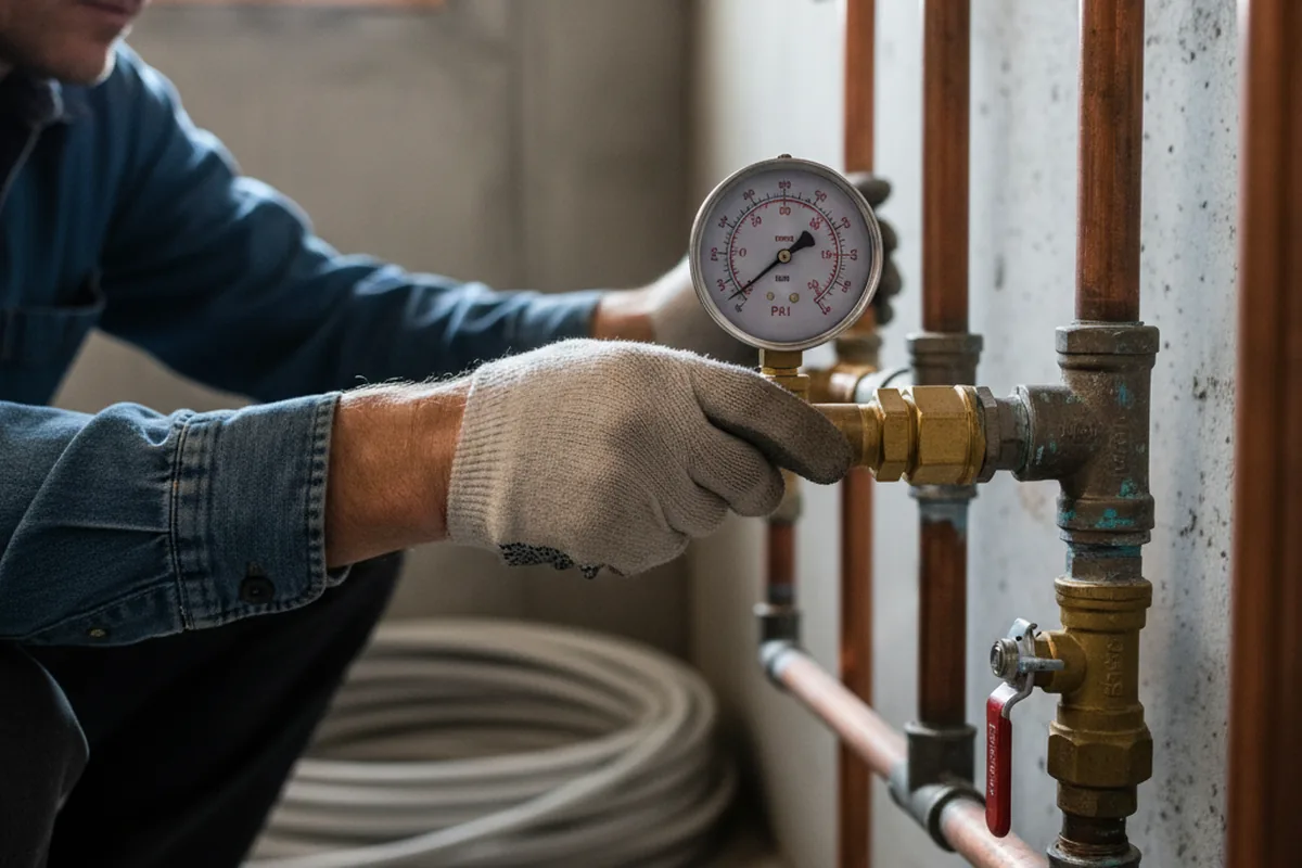 Pressure testing a repaired line during Water Line Repair in San Quentin